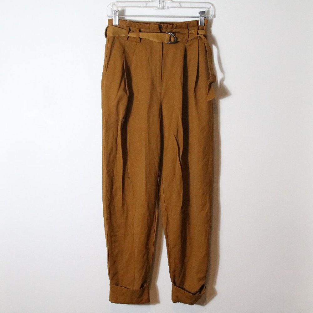 Elizabeth and James Paper Bag Trouser Pants Belted High Rise Size 4 Tan